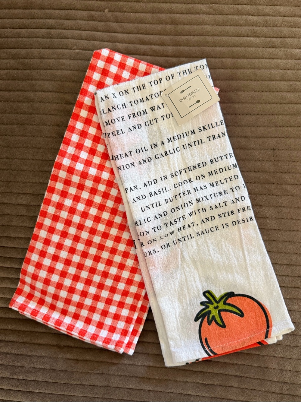 Always First Tomato Sauce Red Gingham Corron Dish Towel Set
